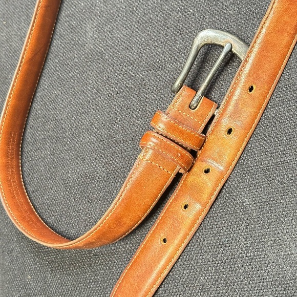 Coach Belt Men Brown English Bridle Leather Tan Brass Buckle 36 1’ 3558 W - Picture 1 of 13